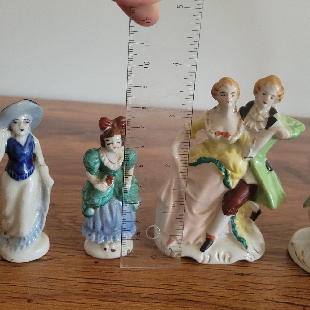 Vintage Colorful 5 Mixed Porcelain Figurines Japan Occupied Japan Victorian